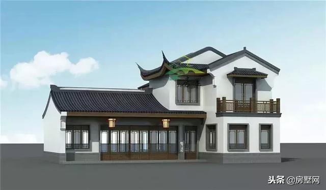 框架結(jié)構(gòu)傳統(tǒng)中式二層高端別墅設(shè)計圖，外觀漂亮大方，傳統(tǒng)又經(jīng)典，傳三代都不是問題