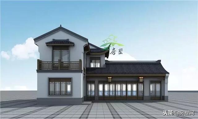 框架結(jié)構(gòu)傳統(tǒng)中式二層高端別墅設(shè)計圖，外觀漂亮大方，傳統(tǒng)又經(jīng)典，傳三代都不是問題