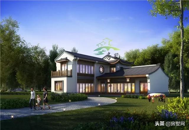 框架結(jié)構(gòu)傳統(tǒng)中式二層高端別墅設(shè)計圖，外觀漂亮大方，傳統(tǒng)又經(jīng)典，傳三代都不是問題