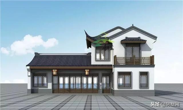 框架結(jié)構(gòu)傳統(tǒng)中式二層高端別墅設(shè)計圖，外觀漂亮大方，傳統(tǒng)又經(jīng)典，傳三代都不是問題
