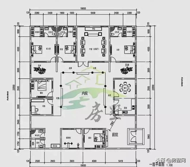 一層四合院別墅設計圖，別致的格局，時代感非常強