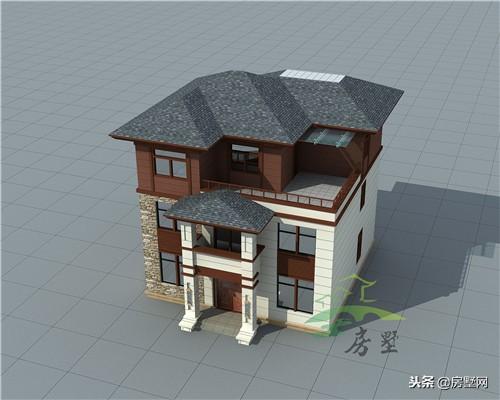 農村中式別墅設計圖，外觀造型古樸大方，色彩清新淡雅