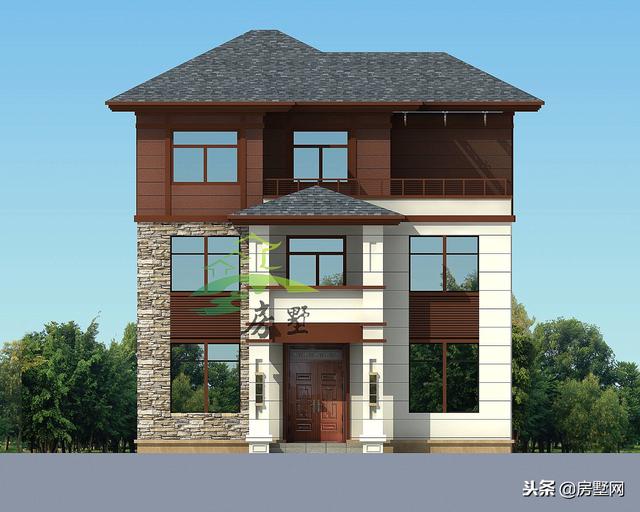 農村中式別墅設計圖，外觀造型古樸大方，色彩清新淡雅