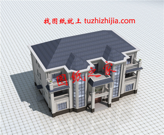 2019年獨(dú)棟三層雙拼別墅戶型圖，總占地面積300平方米左右