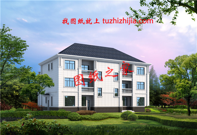 2019年獨(dú)棟三層雙拼別墅戶型圖，總占地面積300平方米左右