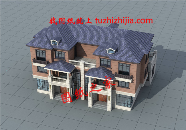 新款農(nóng)村三層雙拼聯(lián)體別墅戶型圖，客廳中空，單戶120平米左右