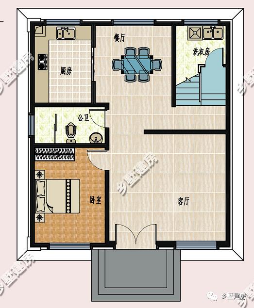 簡歐風農(nóng)村雙拼自建房設計圖，客廳挑空，時尚又大氣
