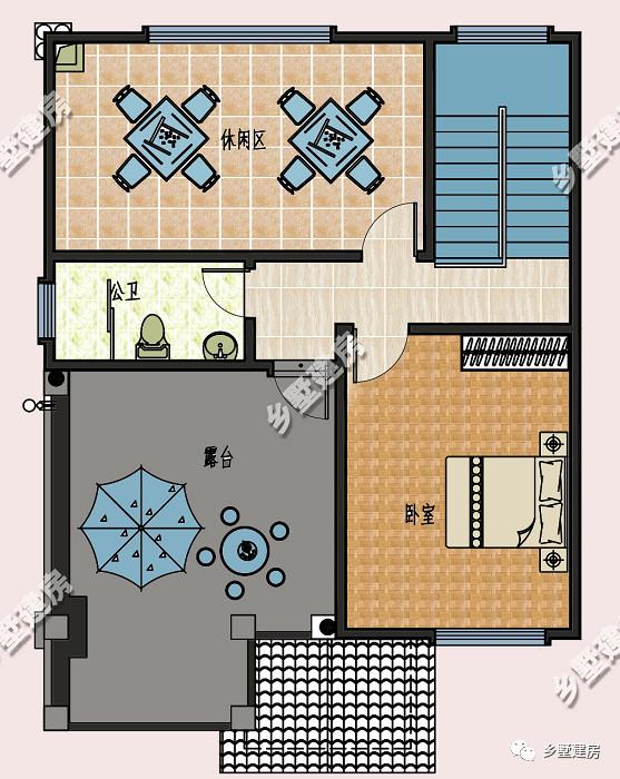 簡歐風農(nóng)村雙拼自建房設計圖，客廳挑空，時尚又大氣