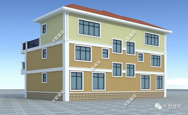 簡歐風農(nóng)村雙拼自建房設計圖，客廳挑空，時尚又大氣