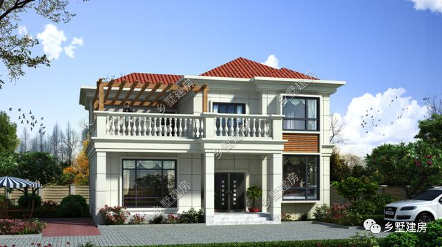 農(nóng)村二層別墅設(shè)計圖，戶型合理、外觀簡潔大氣，適合農(nóng)村建造