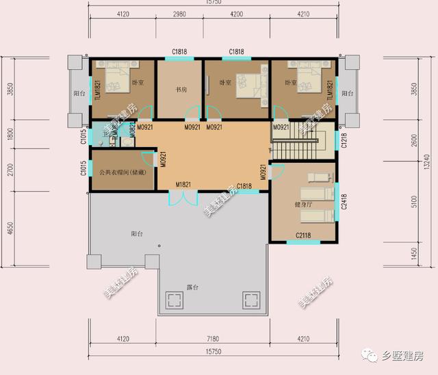 一款兩層歐式別墅設(shè)計(jì)圖，外觀清新簡約，室內(nèi)布局實(shí)用