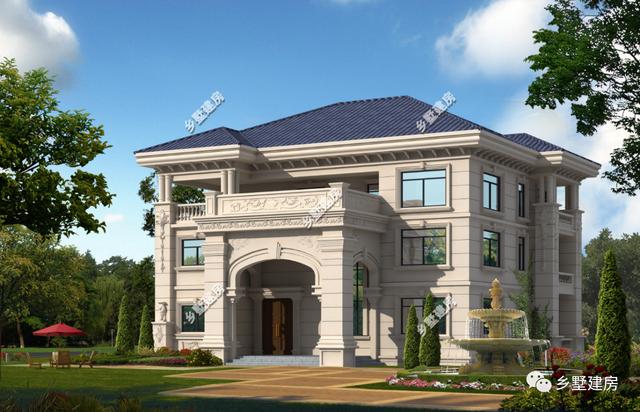 一款兩層歐式別墅設(shè)計(jì)圖，外觀清新簡約，室內(nèi)布局實(shí)用