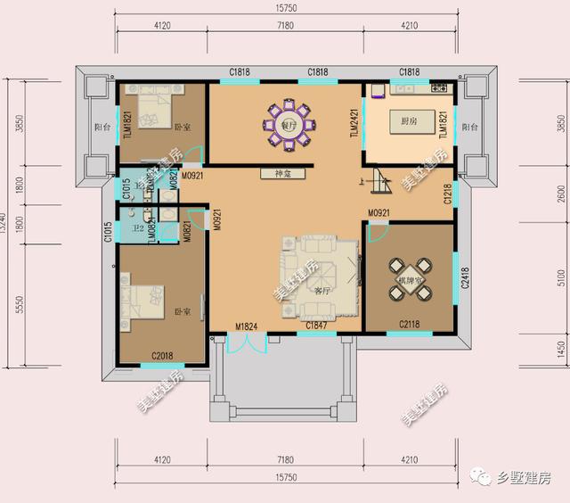 一款兩層歐式別墅設(shè)計(jì)圖，外觀清新簡約，室內(nèi)布局實(shí)用