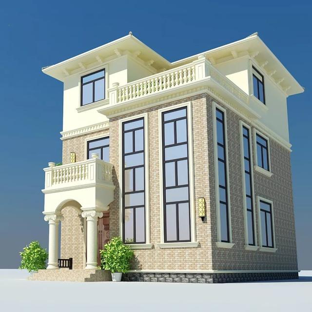 農(nóng)村三層別墅設(shè)計(jì)圖，配色清新淡雅，又非常時(shí)尚