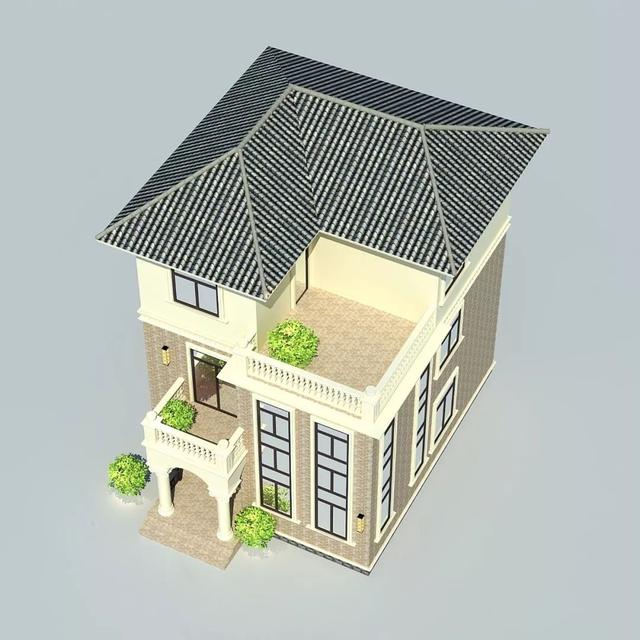 農(nóng)村三層別墅設(shè)計(jì)圖，配色清新淡雅，又非常時(shí)尚