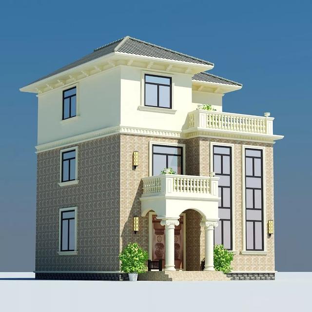 農(nóng)村三層別墅設(shè)計(jì)圖，配色清新淡雅，又非常時(shí)尚