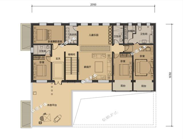 二層美式民宅設(shè)計(jì)圖，功能設(shè)計(jì)齊全，根據(jù)住戶需求設(shè)計(jì)