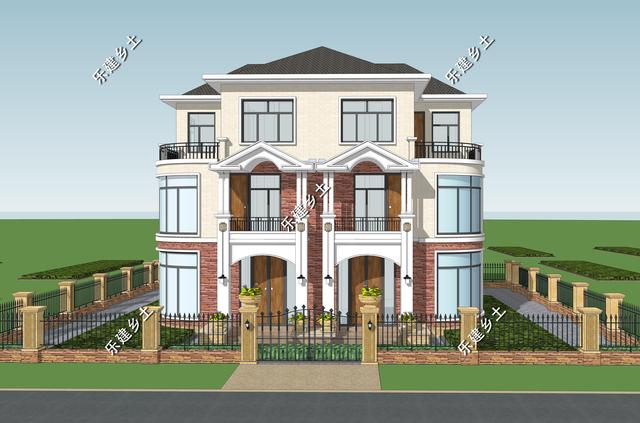 歐式雙拼三層別墅設(shè)計(jì)圖，結(jié)構(gòu)清晰合理，居住舒適