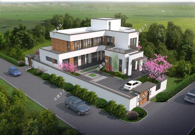 現(xiàn)代風(fēng)格別墅設(shè)計(jì)圖，簡約時(shí)尚，干凈利落，顯現(xiàn)清新自然氛圍