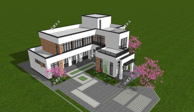 現(xiàn)代風(fēng)格別墅設(shè)計(jì)圖，簡約時(shí)尚，干凈利落，顯現(xiàn)清新自然氛圍