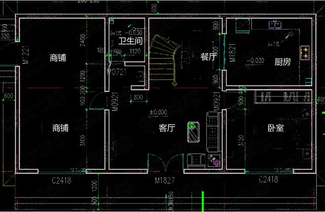 帶商鋪二層平屋頂自建房設(shè)計圖，商住兩用，最大限度滿足生活需求