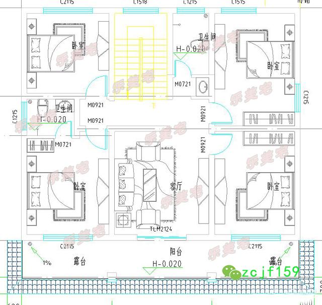 磚混結(jié)構(gòu)新農(nóng)村二層平屋頂自建房別墅設(shè)計(jì)圖，布局舒適實(shí)用