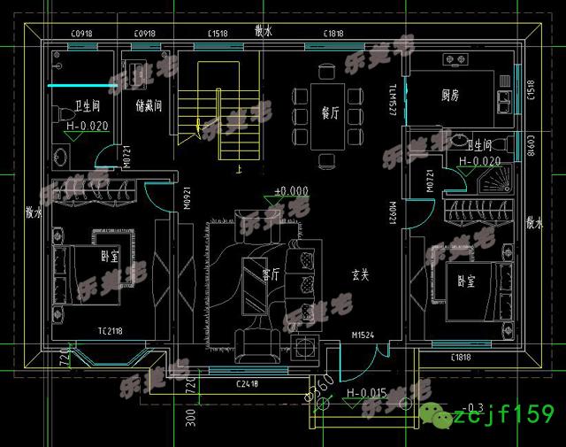 磚混結(jié)構(gòu)新農(nóng)村二層平屋頂自建房別墅設(shè)計(jì)圖，布局舒適實(shí)用