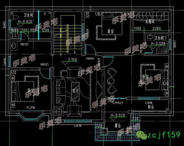 磚混結(jié)構(gòu)新農(nóng)村二層平屋頂自建房別墅設(shè)計(jì)圖，布局舒適實(shí)用