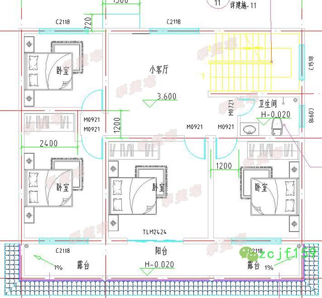 磚混結(jié)構(gòu)新農(nóng)村二層平屋頂自建房別墅設(shè)計(jì)圖，布局舒適實(shí)用
