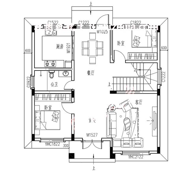 農(nóng)村二層自建別墅設(shè)計圖，精致典雅，戶型簡單合理