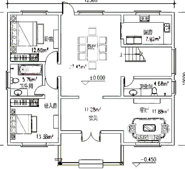 簡單易建二層平屋頂自建房住宅設(shè)計效果圖，符合農(nóng)村生活習(xí)慣