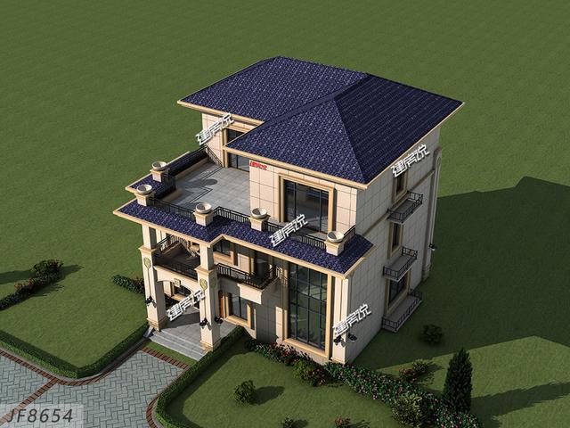 三層歐式別墅設(shè)計(jì)圖，7居室，大露臺(tái)，蓋一棟就是享受