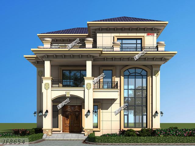 三層歐式別墅設(shè)計(jì)圖，7居室，大露臺(tái)，蓋一棟就是享受