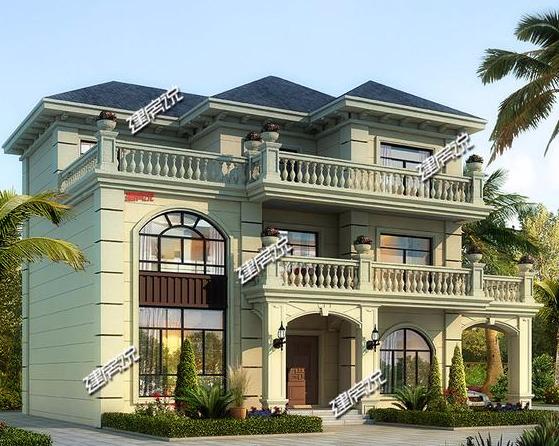 豪華大氣三層歐式別墅設(shè)計(jì)圖，多窗多露臺，室內(nèi)布局溫馨實(shí)用