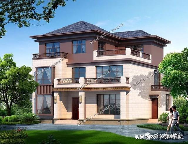 120平的三層別墅設計圖，2款案例25萬和35萬，時尚和經典中式你建哪款？