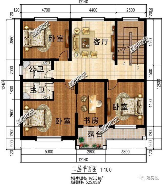 3層實用別墅設(shè)計圖，老家建新房，我強烈推薦這款！