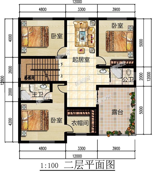 3層歐式別墅設(shè)計圖，戶型方方正正，結(jié)構(gòu)錯落有致