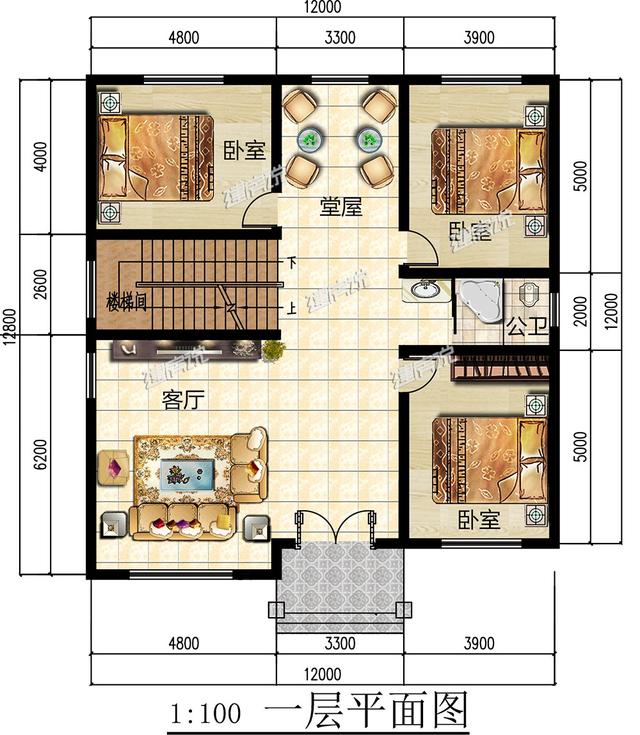 3層歐式別墅設(shè)計圖，戶型方方正正，結(jié)構(gòu)錯落有致