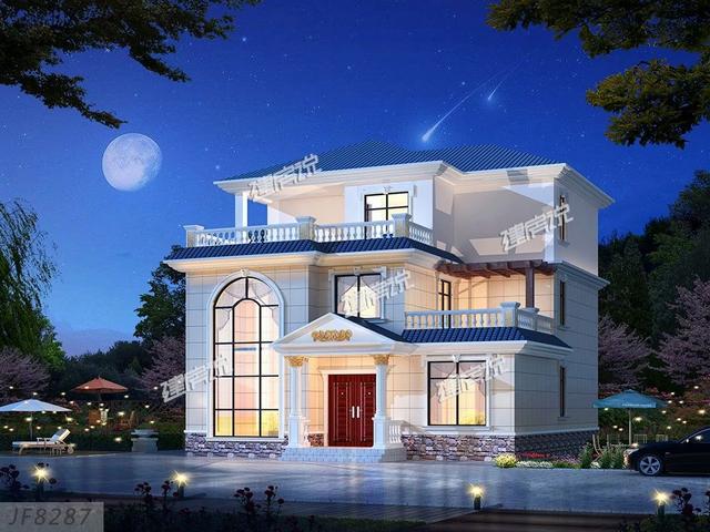 3層歐式別墅設(shè)計圖，戶型方方正正，結(jié)構(gòu)錯落有致