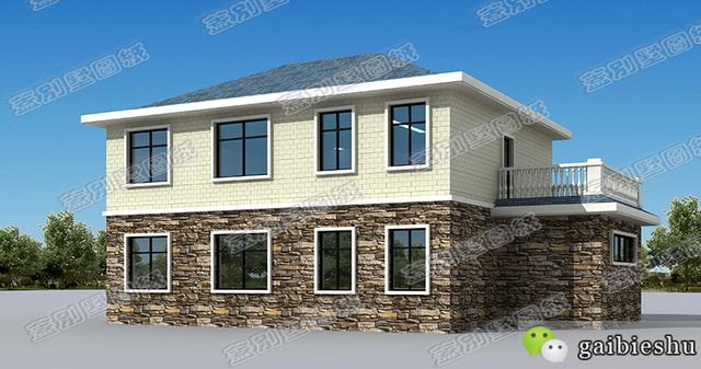 帶車庫(kù)二層別墅設(shè)計(jì)圖，設(shè)計(jì)富有立體感，滿足大部分農(nóng)村家庭的住房需求