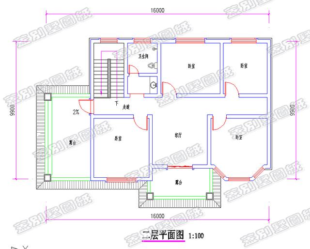 帶車庫(kù)二層別墅設(shè)計(jì)圖，設(shè)計(jì)富有立體感，滿足大部分農(nóng)村家庭的住房需求