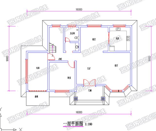 帶車庫(kù)二層別墅設(shè)計(jì)圖，設(shè)計(jì)富有立體感，滿足大部分農(nóng)村家庭的住房需求