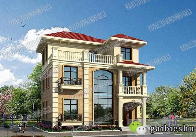 二層半三層帶落地窗自建房設(shè)計圖，造價25萬，漂亮大氣，居住舒適