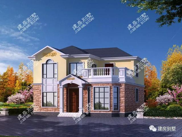 磚混結構兩層農村別墅設計圖，外觀靚，采光好，住的舒服