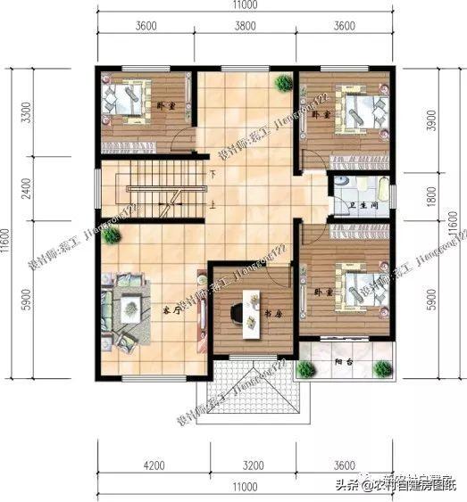 4款11×12米三層農(nóng)村別墅，第2款比較普通，但是卻勝在經(jīng)濟(jì)實用。