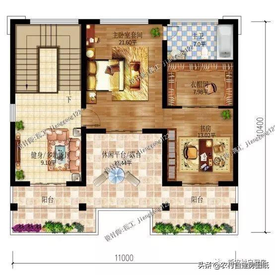 4款11×12米三層農(nóng)村別墅，第2款比較普通，但是卻勝在經(jīng)濟(jì)實用。