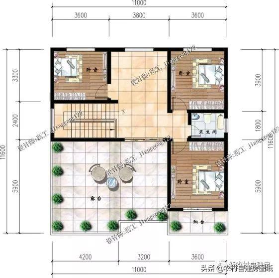 4款11×12米三層農(nóng)村別墅，第2款比較普通，但是卻勝在經(jīng)濟(jì)實用。