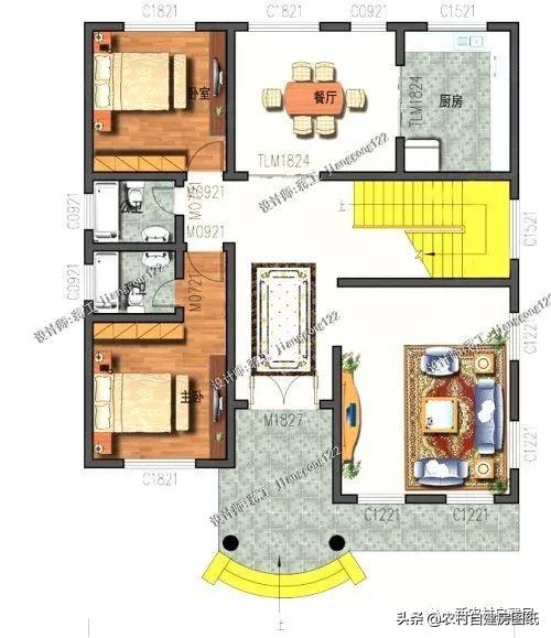 4款11×12米三層農(nóng)村別墅，第2款比較普通，但是卻勝在經(jīng)濟(jì)實用。