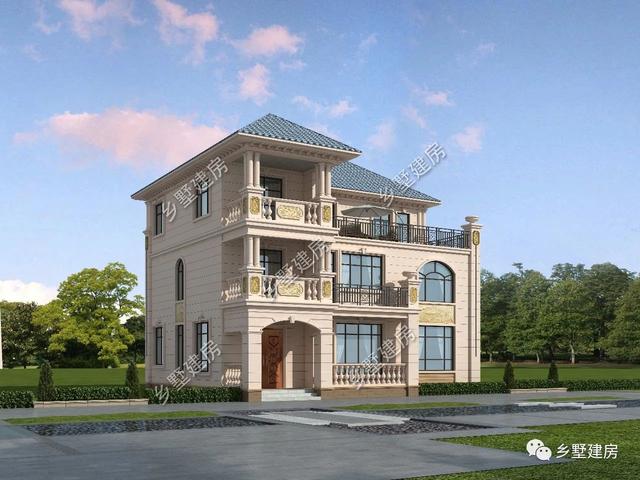 14x11米三層歐式自建房，大氣簡(jiǎn)約而不失美觀，在村里建一棟，很氣派！