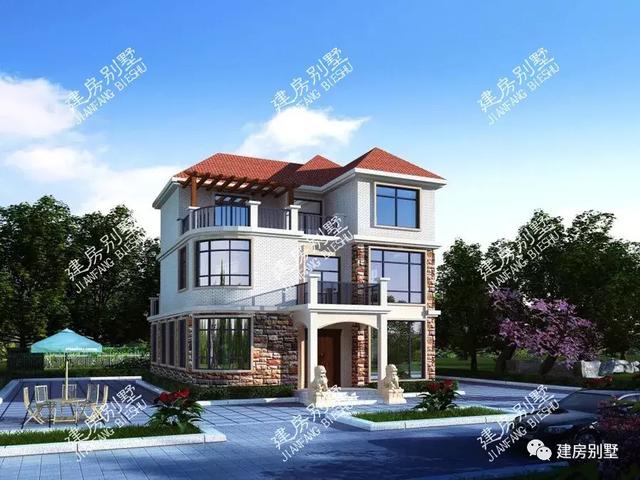 面寬相近的三套農(nóng)村別墅設(shè)計(jì)圖，不管建哪一棟，都很被人看好